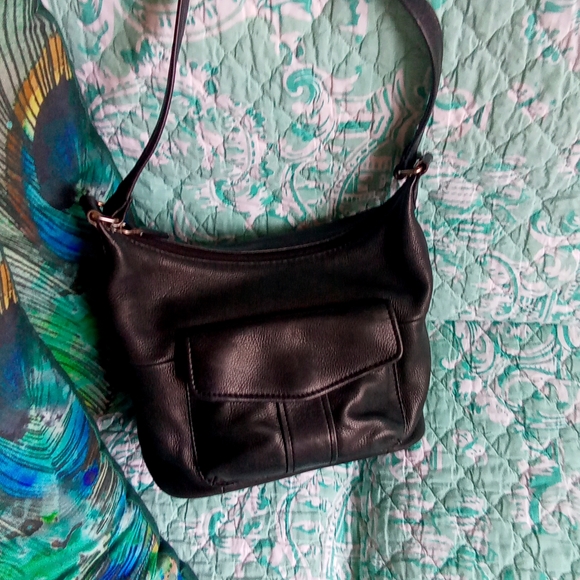 Vintage Fossil Black Leather Shoulder Bag - Picture 1 of 6